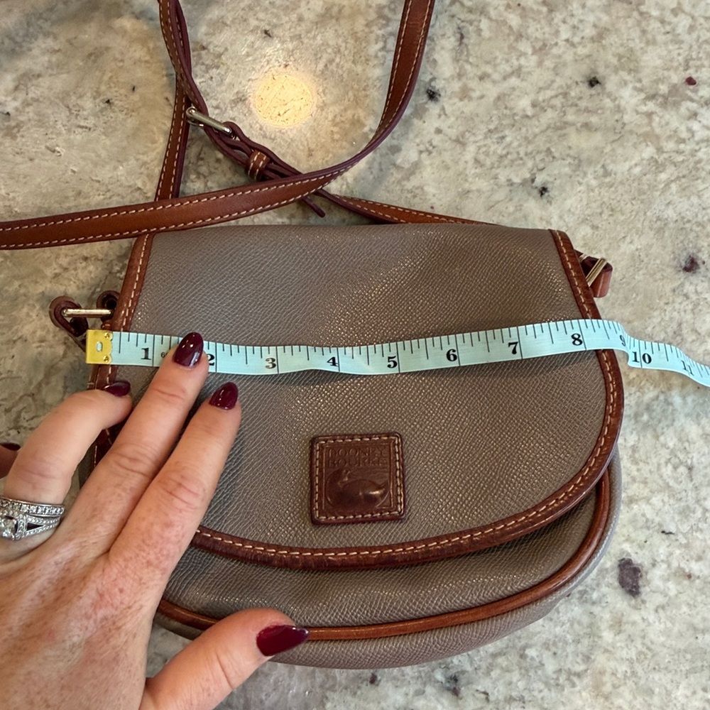 Dooney & Bourke Taupe and Brown Crossbody Saddle Bag - Picture 8 of 9